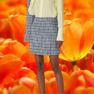 Adam Lippes Collective Preppy ‘Blue Tweed Mini Skirt’ Size 4